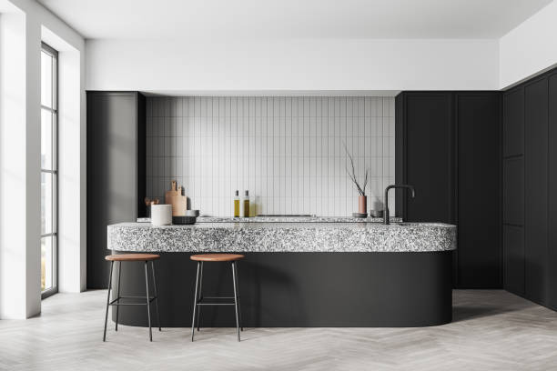istock White kitchen interior with cabinets and island 1914243747