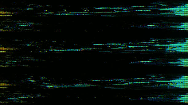 istock Glitch noise static television VFX pack. Visual video effects stripes background, CRT tv screen no signal glitch effect 1914258939