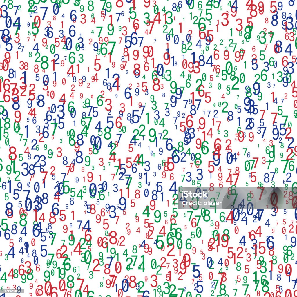 Random Number Different Color Random Digits 0 To 9 Different Colors Different Size Stock Illustration ...