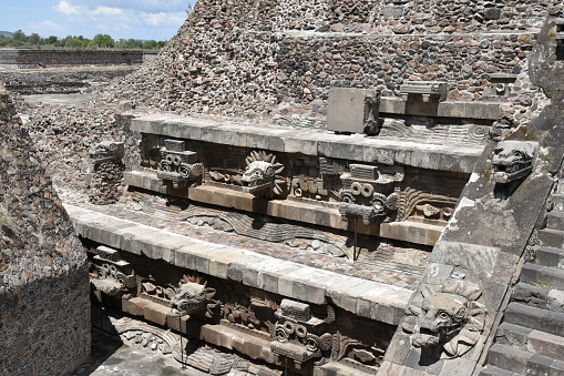 Close up of El Castillo, Chichen Itza, Detail of the Brickwork