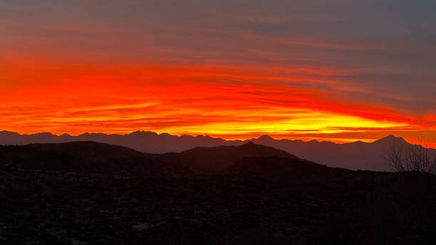 Free Stock Photo of Red Sky With Clouds and Mountain in Background ...