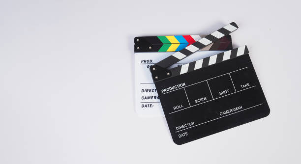 istock Two Clapper board or movie slate on white background. 1914345943