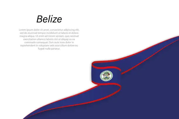 Vector illustration of Wave flag of Belize with copyspace background