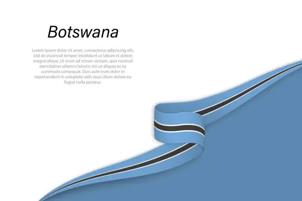 Vector illustration of Wave flag of Botswana with copyspace background