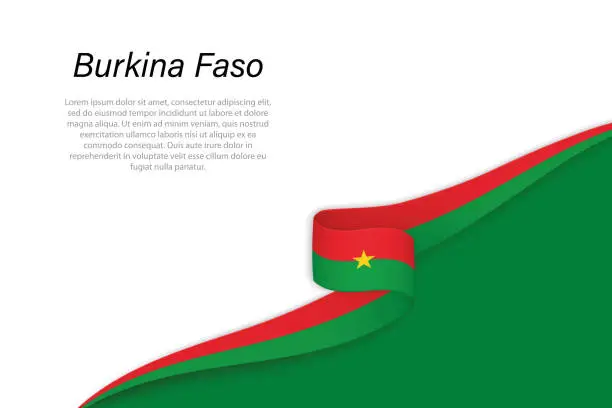 Vector illustration of Wave flag of Burkina Faso with copyspace background