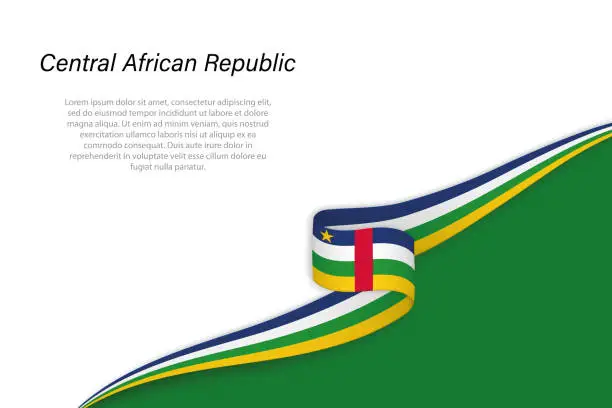 Vector illustration of Wave flag of Central African Republic with copyspace background