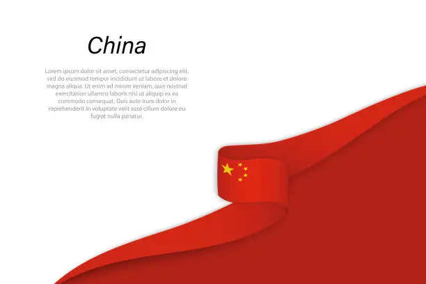 Vector illustration of Wave flag of China with copyspace background