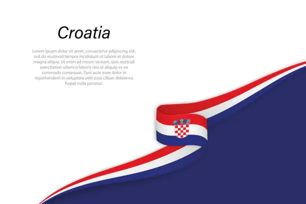 Vector illustration of Wave flag of Croatia with copyspace background