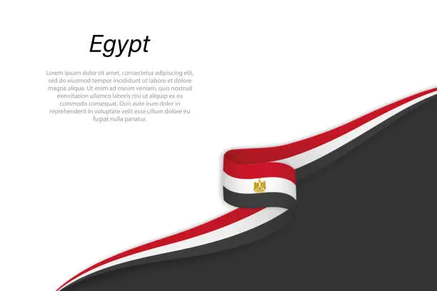 Vector illustration of Wave flag of Egypt with copyspace background
