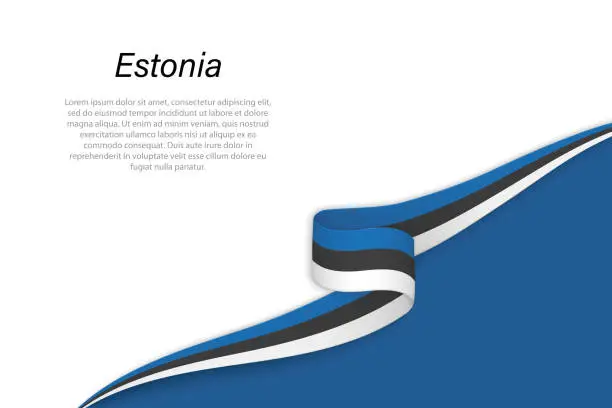 Vector illustration of Wave flag of Estonia with copyspace background