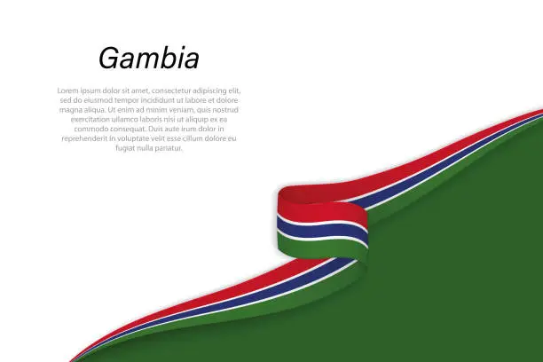 Vector illustration of Wave flag of Gambia with copyspace background