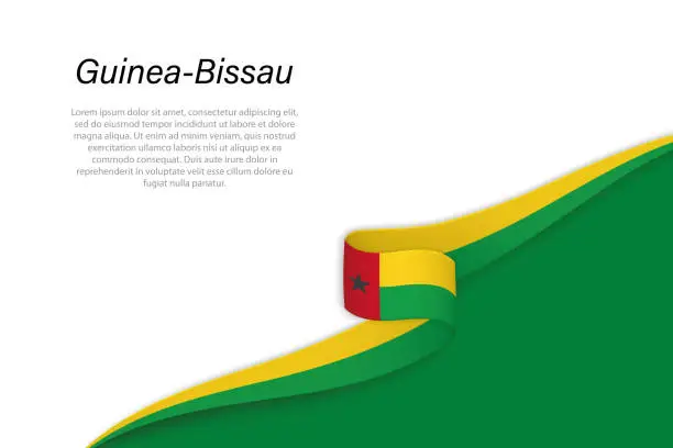Vector illustration of Wave flag of Guinea-Bissau with copyspace background