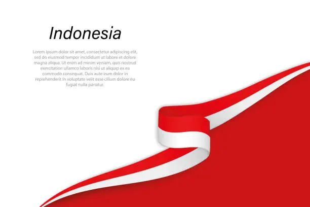 Vector illustration of Wave flag of Indonesia with copyspace background