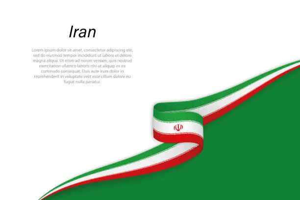 Vector illustration of Wave flag of Iran with copyspace background