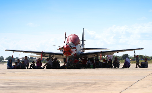 Salvador, Bahia, Brazil - November 11, 2014: PT-MBU aircraft of the Brazilian air force is seen at the Open Gates of Aeronautics exhibition in the city of Salvador, Bahia