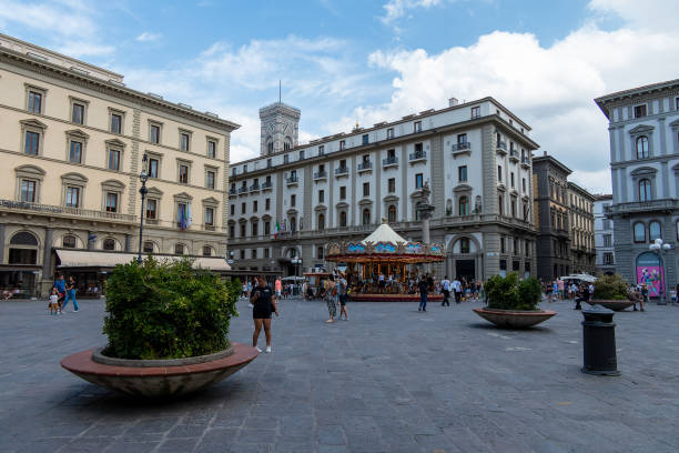 Florence, Italy, July 25, 2023. Piazza della Repubblica, Republic Square.