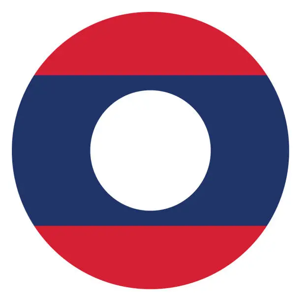 Vector illustration of Laos flag. Flag icon. Standard color. Circle icon flag. Computer illustration. Digital illustration. Vector illustration.