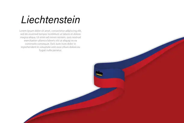 Vector illustration of Wave flag of Liechtenstein with copyspace background