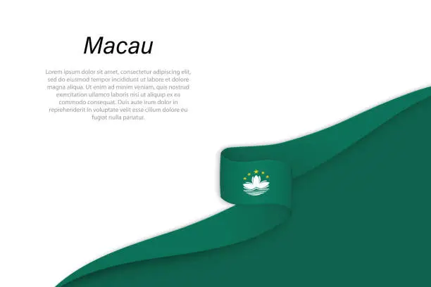 Vector illustration of Wave flag of Macau with copyspace background