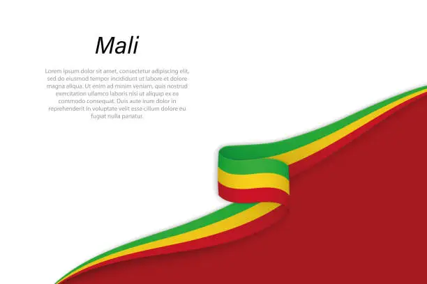 Vector illustration of Wave flag of Mali with copyspace background