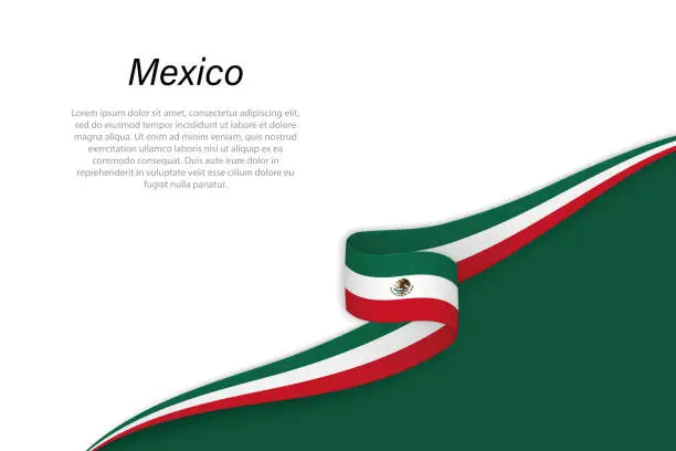 Vector illustration of Wave flag of Mexico with copyspace background