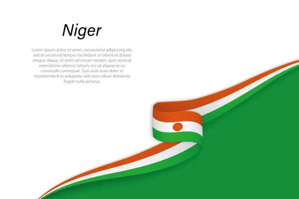 Vector illustration of Wave flag of Niger with copyspace background