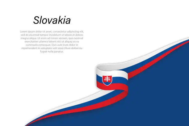 Vector illustration of Wave flag of Slovakia with copyspace background