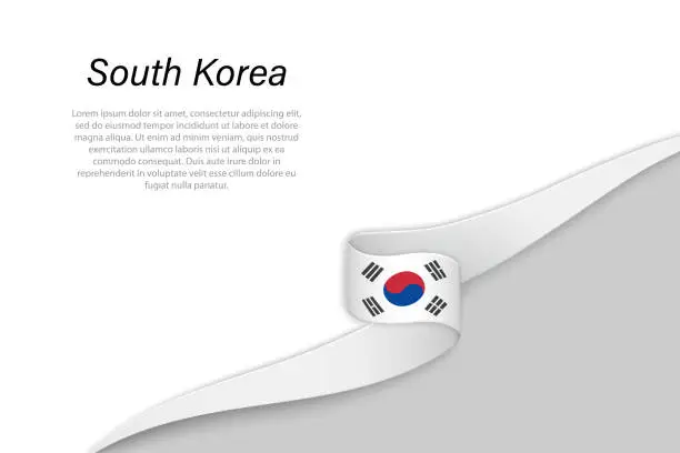 Vector illustration of Wave flag of South Korea with copyspace background