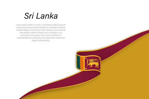 Vector illustration of Wave flag of Sri Lanka with copyspace background