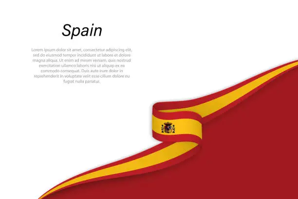 Vector illustration of Wave flag of Spain with copyspace background