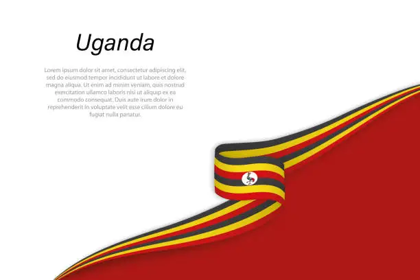 Vector illustration of Wave flag of Uganda with copyspace background