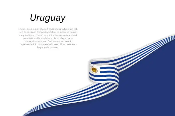 Vector illustration of Wave flag of Uruguay with copyspace background