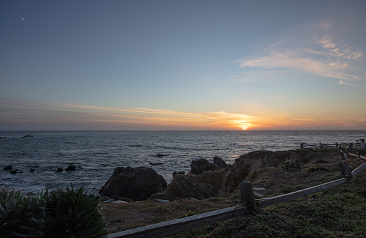 Sunset on the California central coast at Cambria on the west coast of the United States