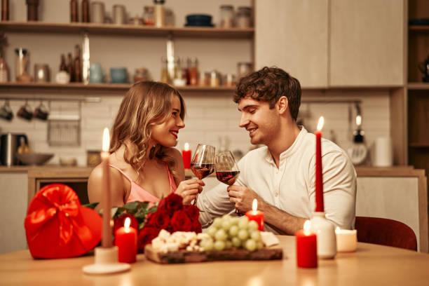 istock Valentine's Day. Couple in love at home. 1914436093