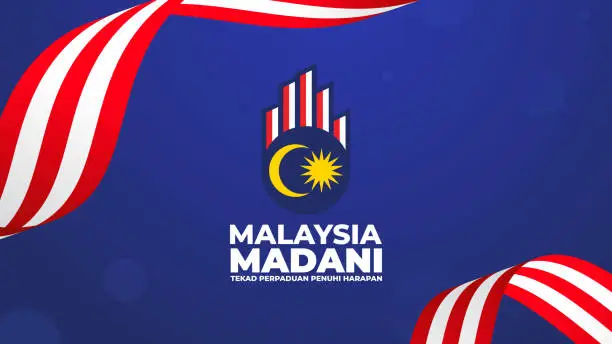 Vector illustration of Happy malaysia independence day greeting banner with flag elements decorations