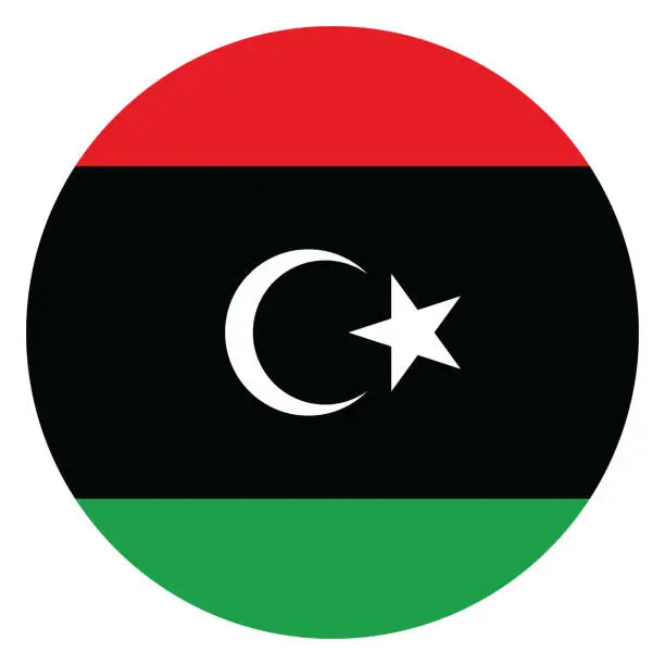 Vector illustration of Libya flag. Flag icon. Standard color. Circle icon flag. Computer illustration. Digital illustration. Vector illustration.