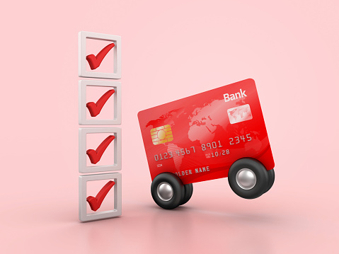 Credit Card with Check List  - Color Background - 3D Rendering