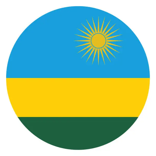 Vector illustration of Rwanda flag. Flag icon. Standard color. Round flag. Computer illustration. Digital illustration. Vector illustration.