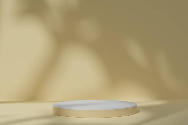 istock Empty podiums Mockup with pastel yellow background for product presentation 1914464609