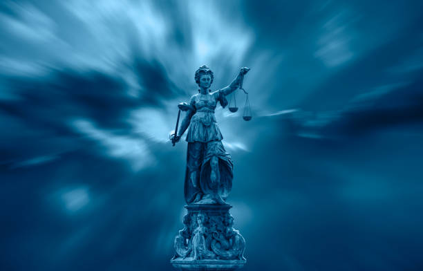 Lady Justice sculpture on the Roemerberg square, Frankfurt