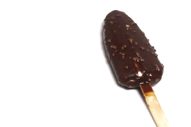Chocolate flavored ice cream bar isolated on white background