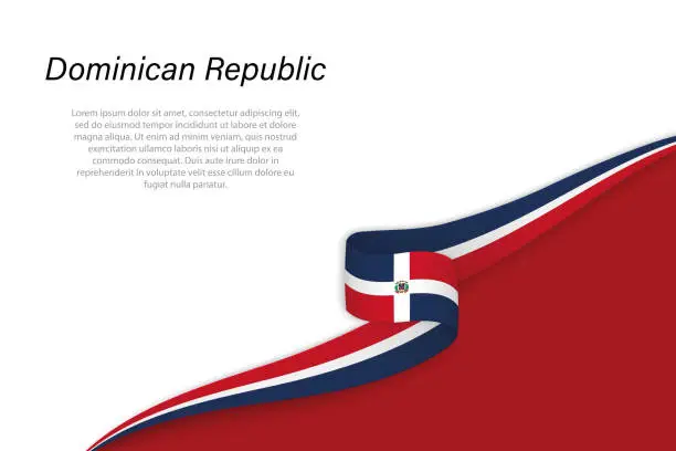 Vector illustration of Wave flag of Dominican Republic with copyspace background
