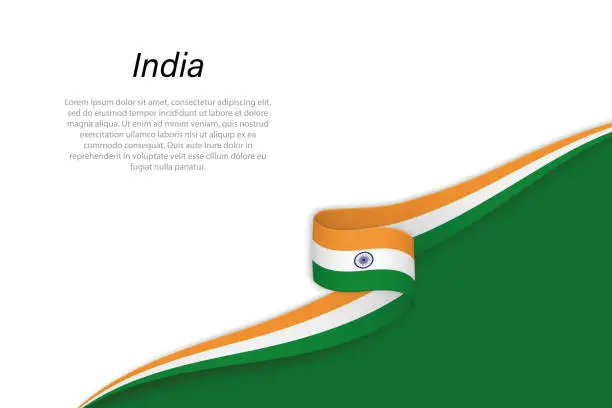 Vector illustration of Wave flag of India with copyspace background