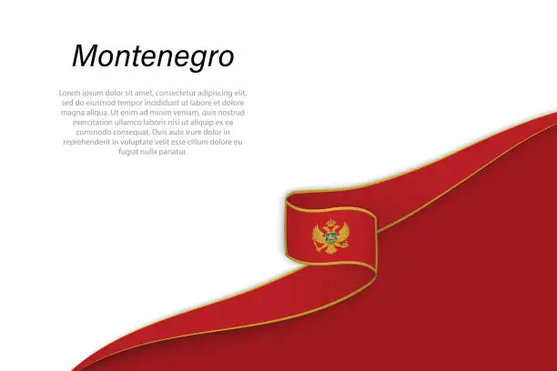 Vector illustration of Wave flag of Montenegro with copyspace background