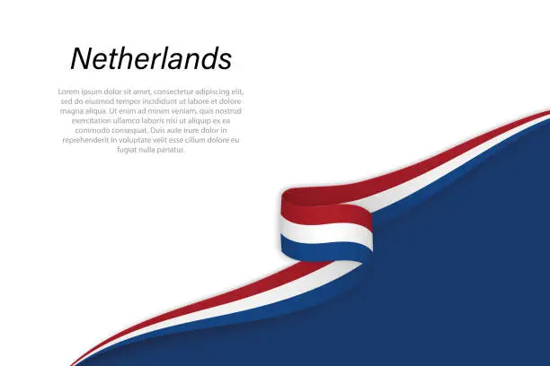 Vector illustration of Wave flag of Netherlands with copyspace background