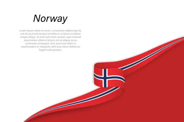 Vector illustration of Wave flag of Norway with copyspace background