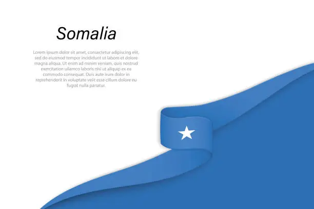 Vector illustration of Wave flag of Somalia with copyspace background