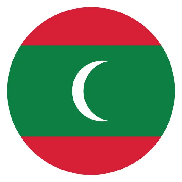 Vector illustration of Maldives flag. Flag icon. Standard color. Round flag. Computer illustration. Digital illustration. Vector illustration.