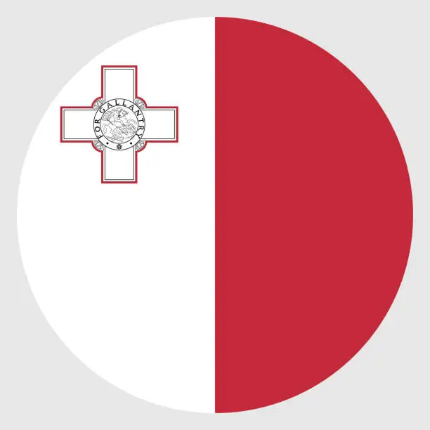 Vector illustration of Malta flag. Button flag icon. Standard color. Circle icon flag. Computer illustration. Digital illustration. Vector illustration.