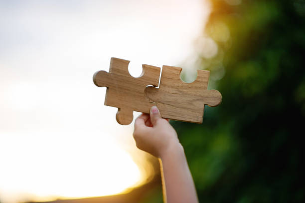 istock Jigsaw Connectedness Collaboration Teamwork Important parts and communications success goals 1914574603